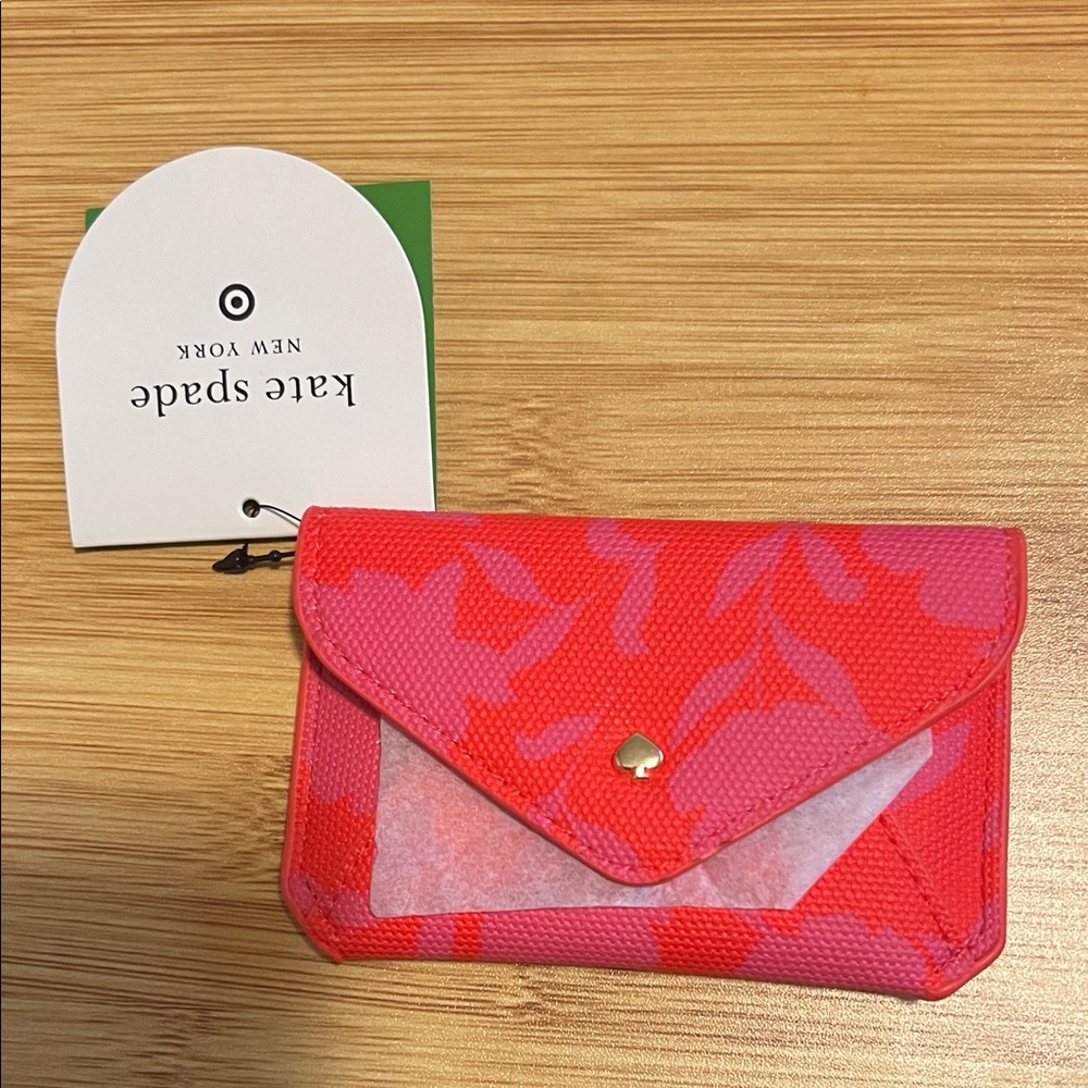 Kate Spade x Target Classic Rose Envelope Card Case Vibrant Pink and Red Wallet